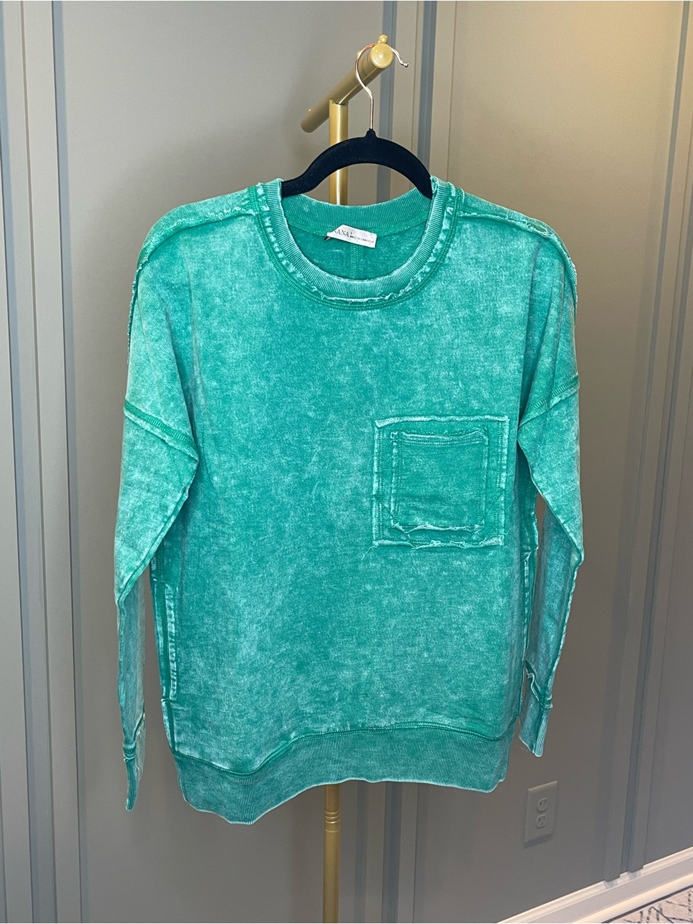 Zenana Mineral-Washed French Terry Pocket Sweatshirt – Forest 🌲 - Picture 3 of 5